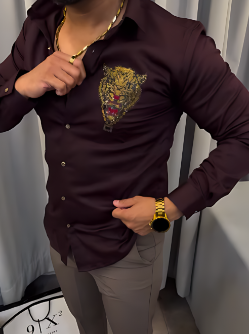 Gold Tiger Print Shirt