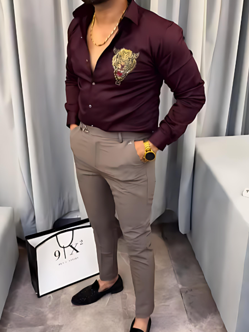 Gold Tiger Print Shirt
