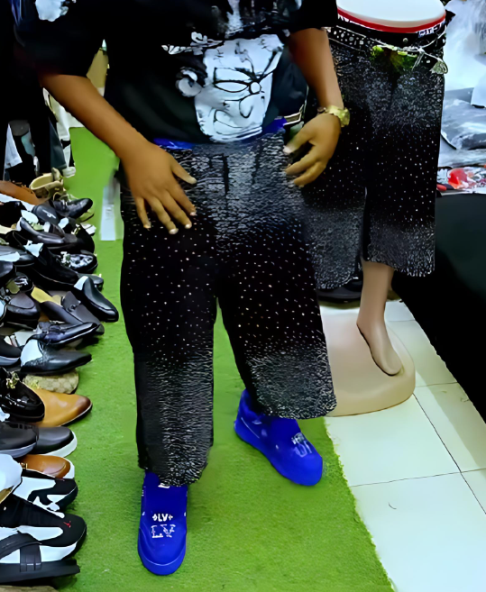 Men's Sparkling Rhinestones 5/8 Length Jeans