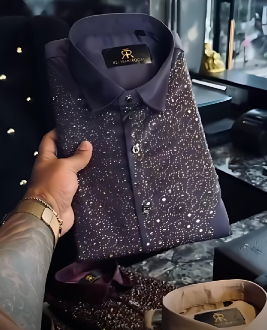 Men's Sparkling Rhinestone Shirt