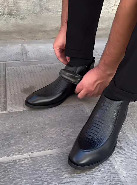 High-quality Textured Zipper Men's Leather Shoes