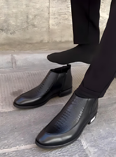 High-quality Textured Zipper Men's Leather Shoes