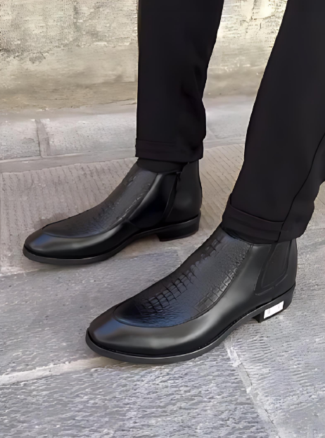 High-quality Textured Zipper Men's Leather Shoes