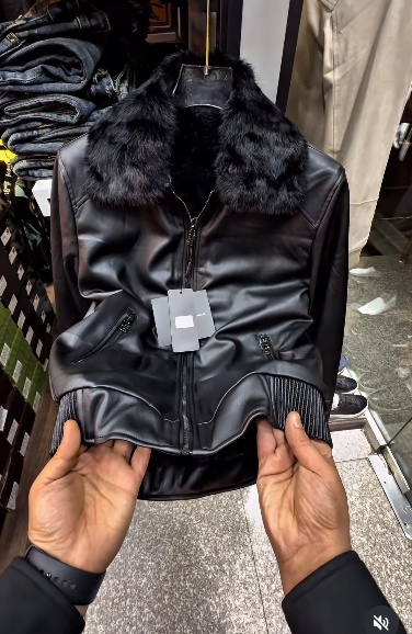 Men's Detachable Fur Collar Leather Jacket