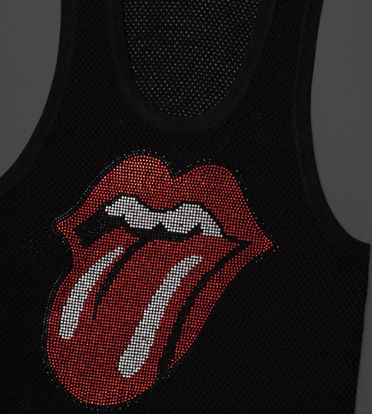 Black Rhinestone Tongue Vest