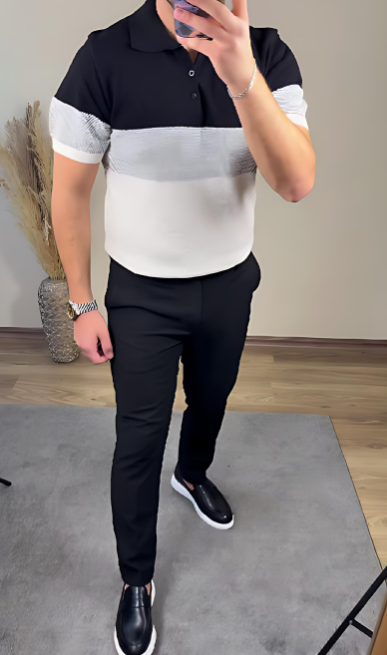 Men's Colorblock Knitted POLO Shirt