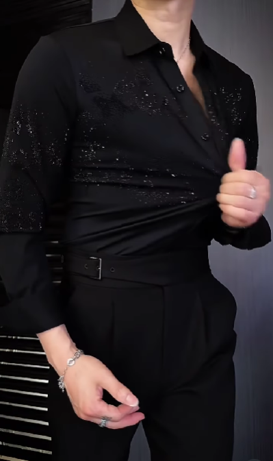 Men's Casual Rhinestone Shirt