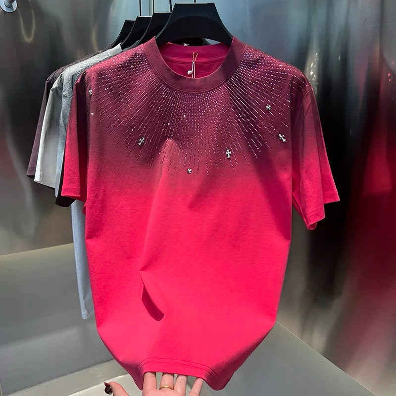 Men's Textured Rhinestone Short Sleeves