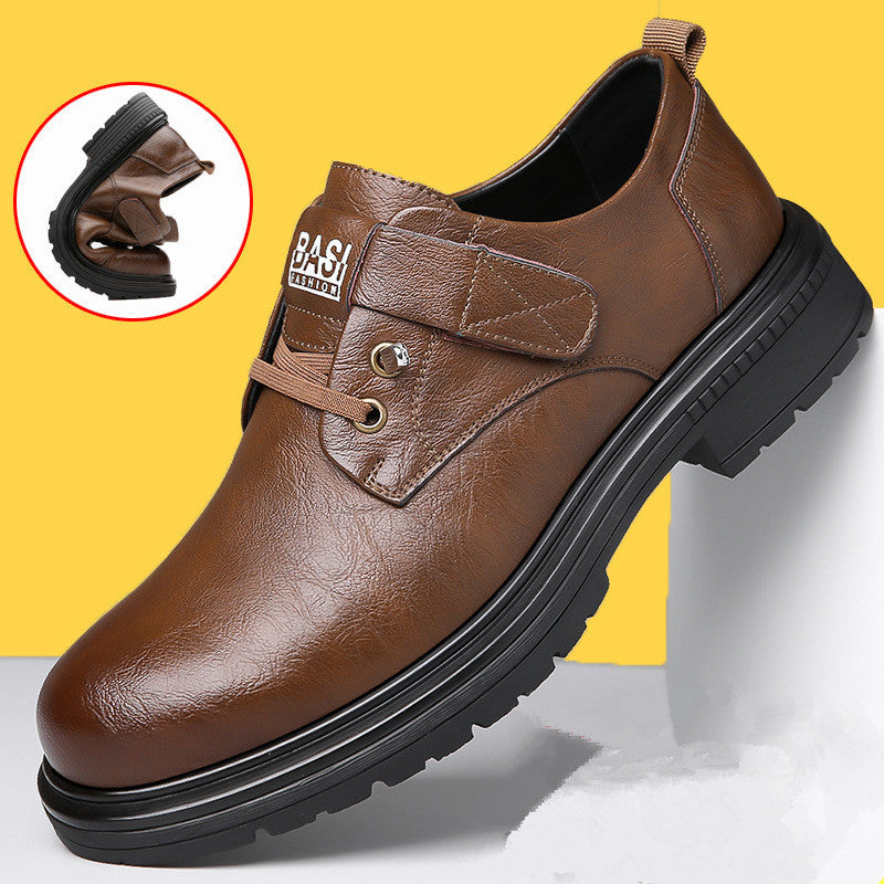 Men's Velcro Leather Platform Shoes