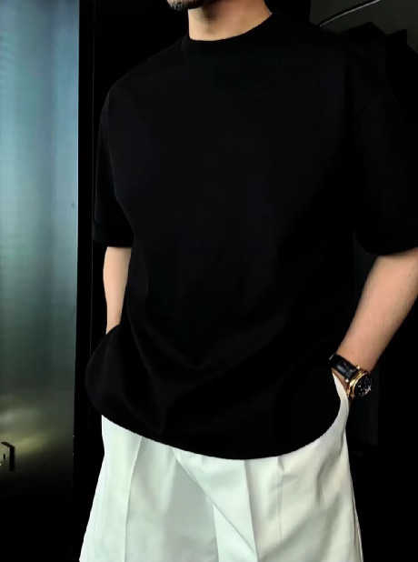 Solid Color Slit Button Design T-shirt