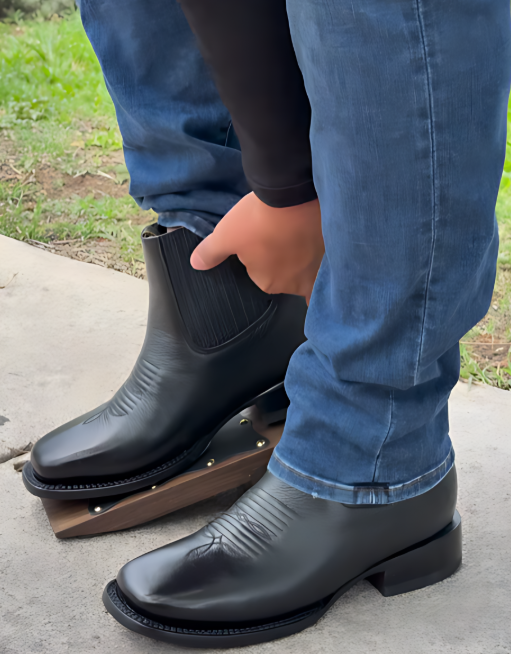 Black Premium Leather Ankle Boots