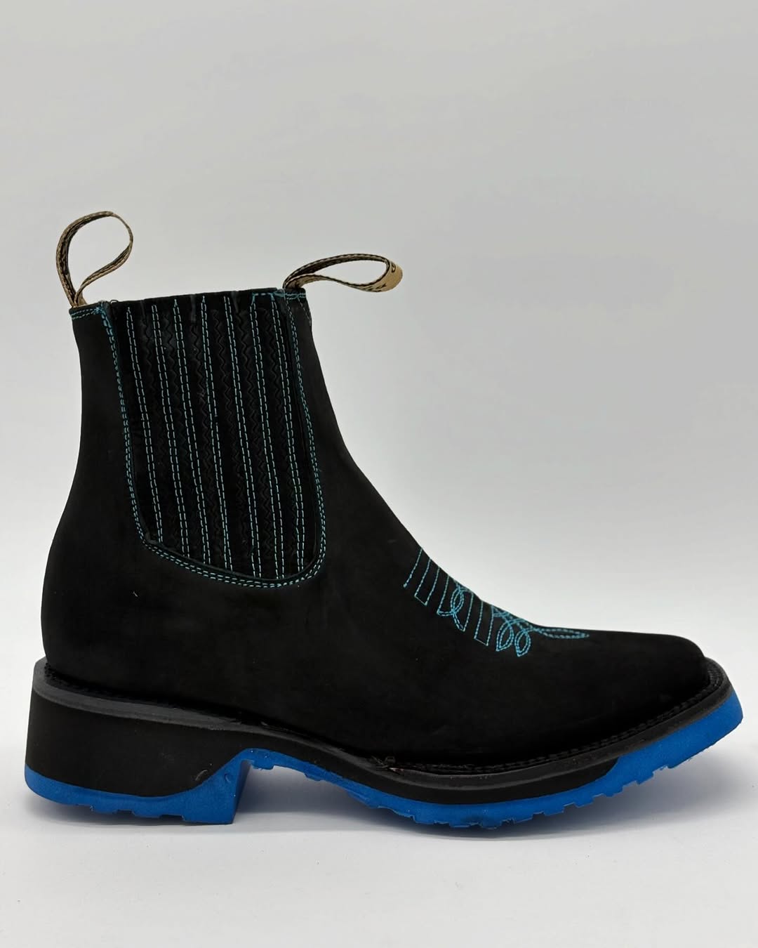 Blue Embroidered Men's Martin Boots