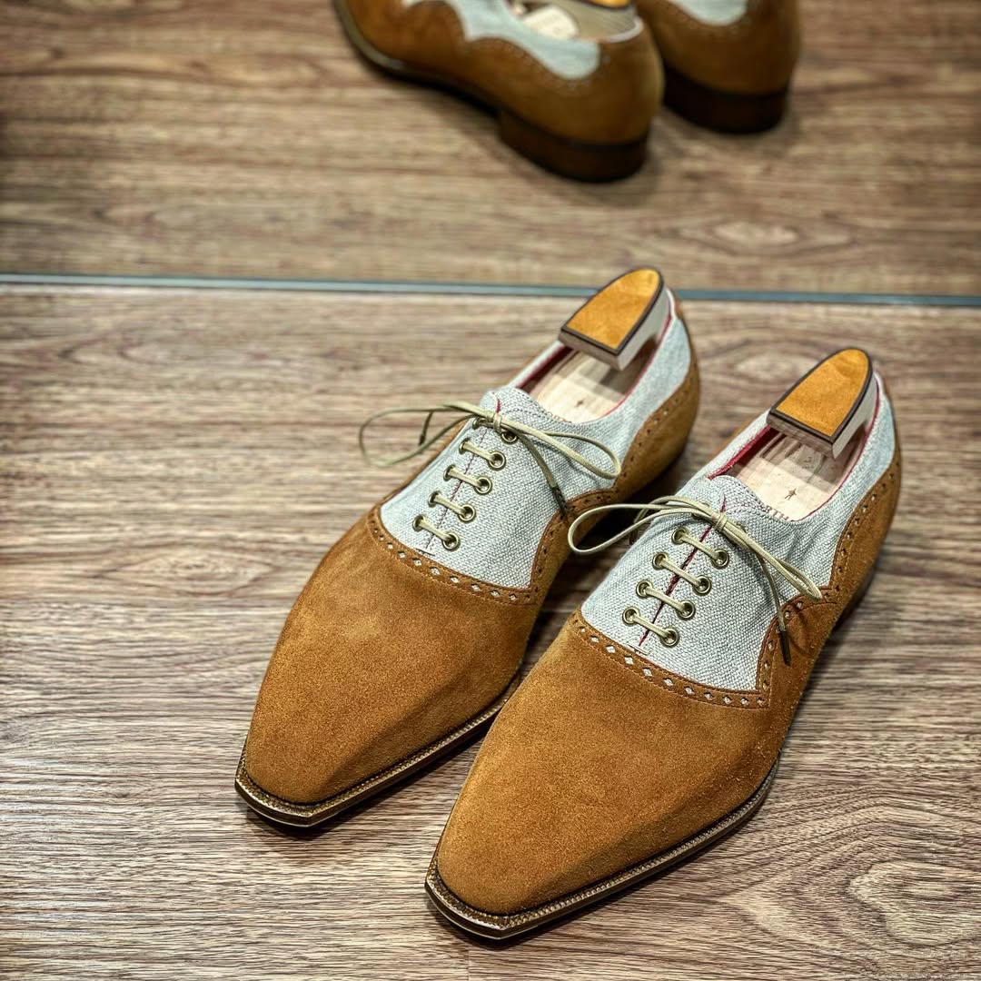 Colorblock Suede Lace-Up Men's Shoes