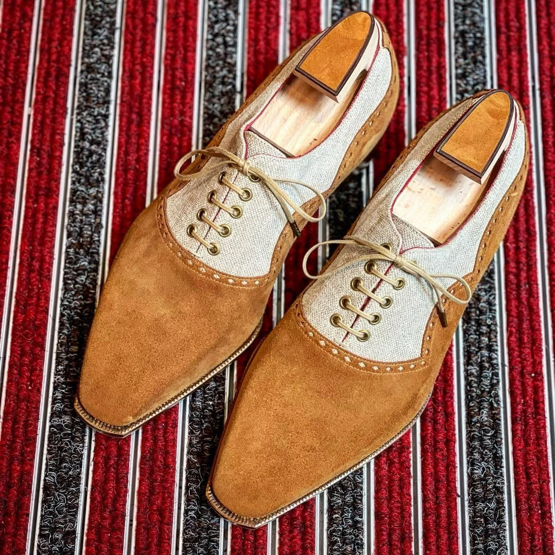 Colorblock Suede Lace-Up Men's Shoes