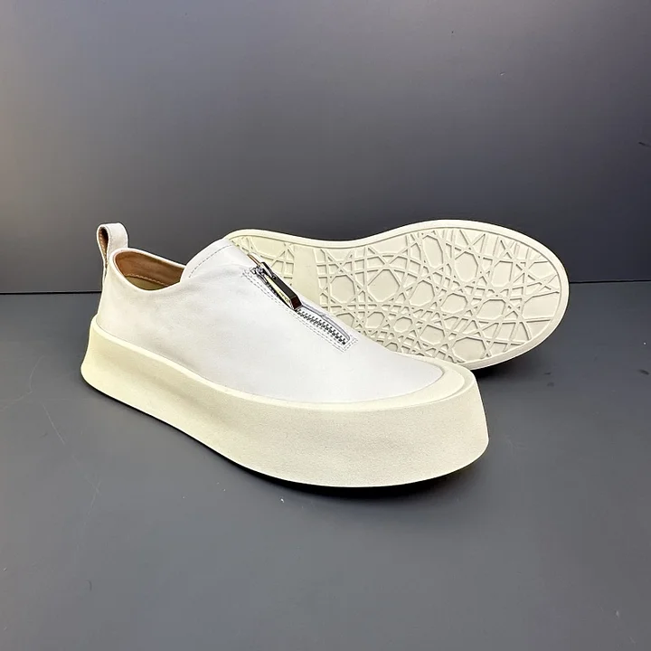 Handmade Retro Zipper Loafers