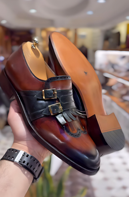Brown Tassel Textured Men's Leather Shoes