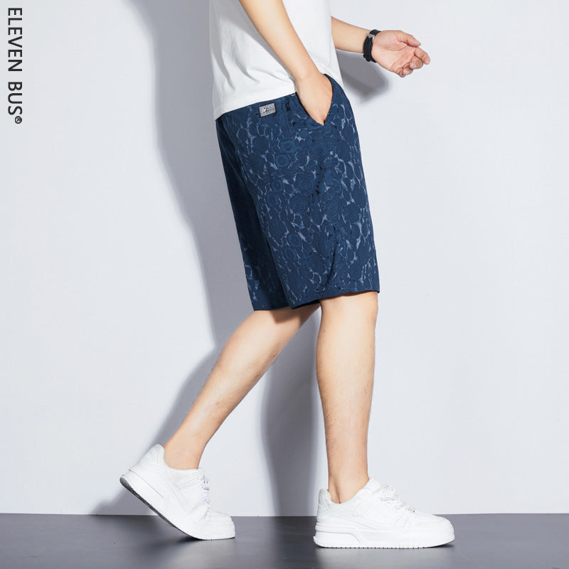 Men's Ice Silk Jacquard Casual Shorts