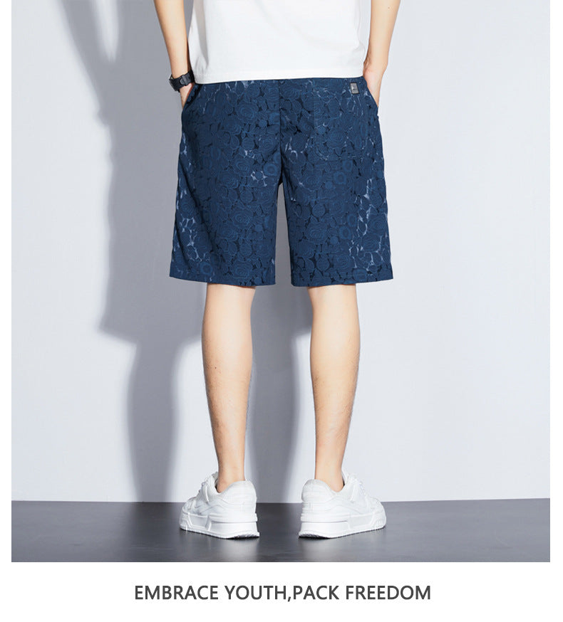 Men's Ice Silk Jacquard Casual Shorts