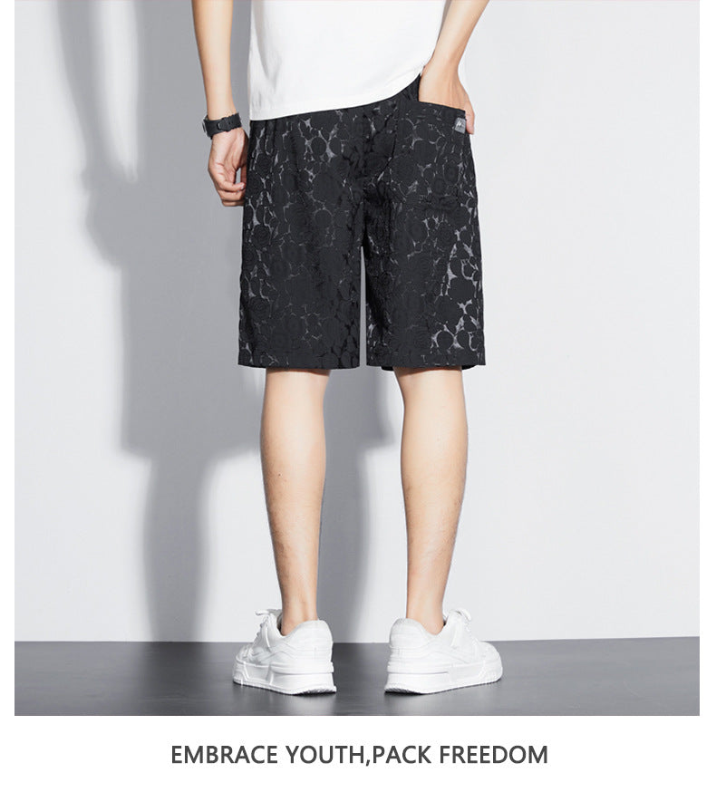Men's Ice Silk Jacquard Casual Shorts