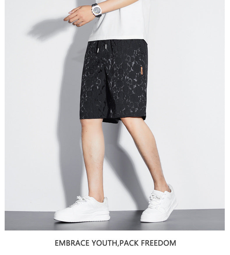 Men's Ice Silk Jacquard Casual Shorts