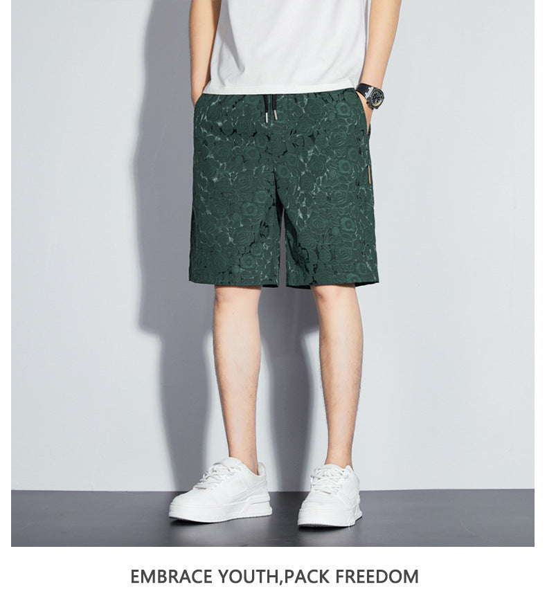 Men's Ice Silk Jacquard Casual Shorts