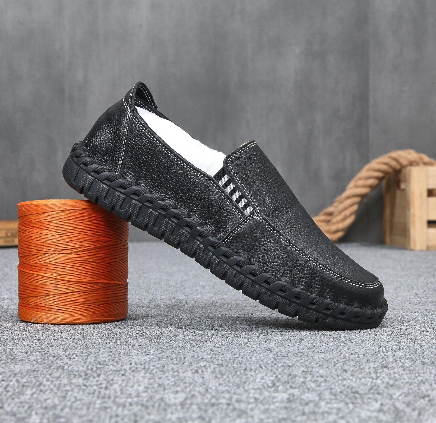 Men's Hand-Woven Soft Leather Slip-On Shoes