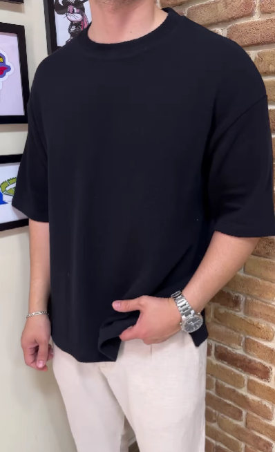 Men's Minimalist Knitted Short-Sleeved T-shirt