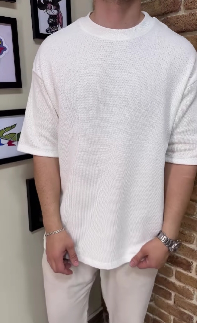Men's Minimalist Knitted Short-Sleeved T-shirt