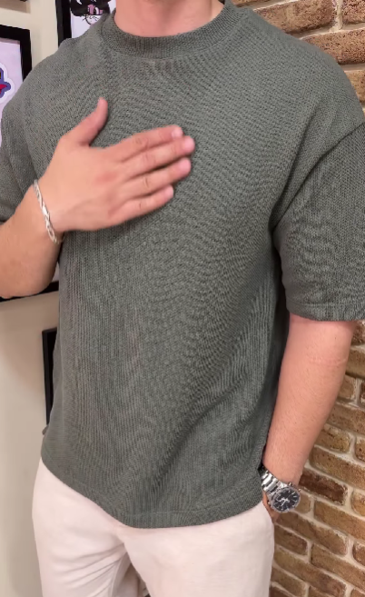Men's Minimalist Knitted Short-Sleeved T-shirt