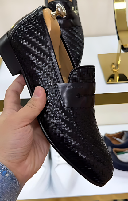Men's Woven Textured Leather Shoes