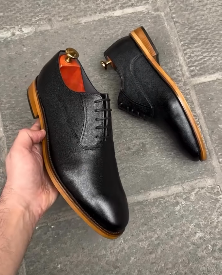 Black Leather Shoes With Brown Soles