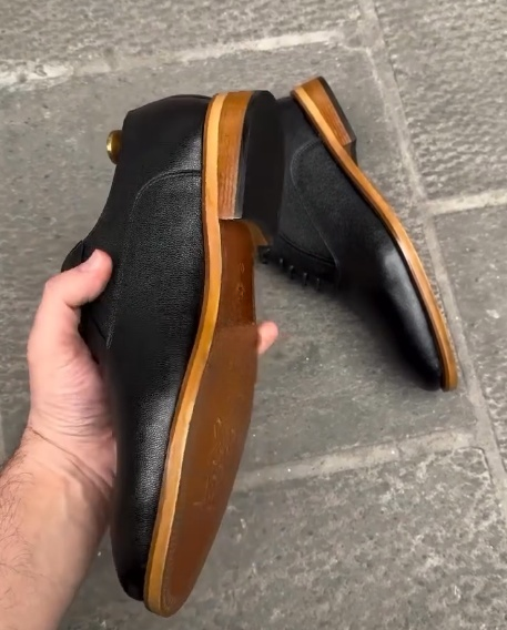 Black Leather Shoes With Brown Soles