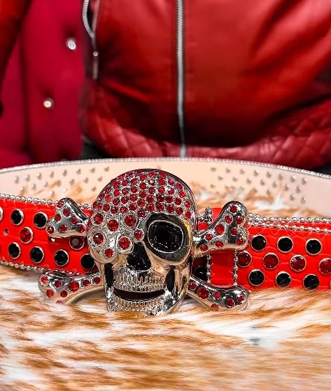 Punk Skull Rhinestone Belt