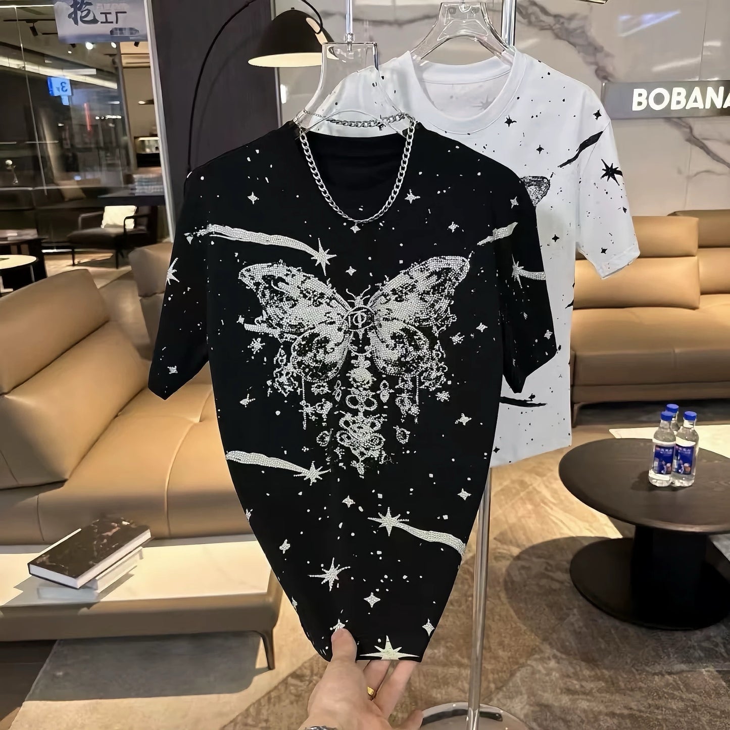 Men's Rhinestone Butterfly T-shirt