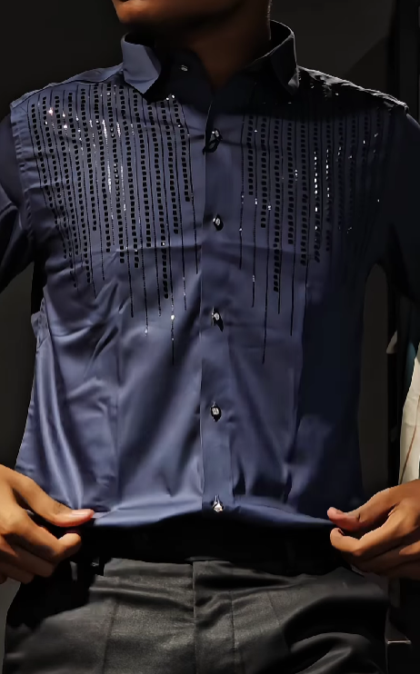 Men's Sparkling Rhinestone Shirt