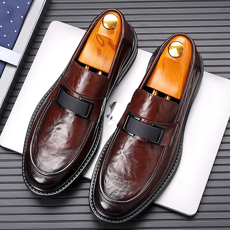 Business Casual Textured Men's Leather Shoes