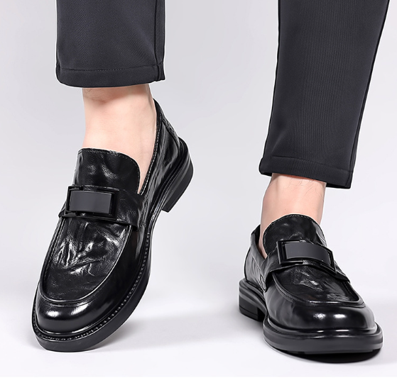 Business Casual Textured Men's Leather Shoes