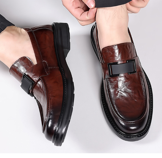 Business Casual Textured Men's Leather Shoes