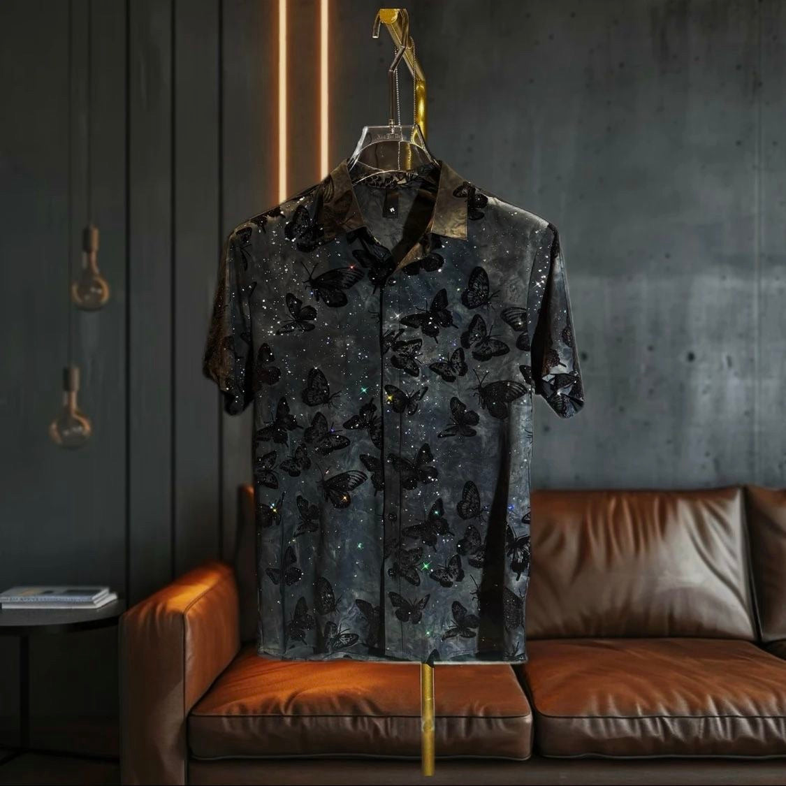 Butterfly Sparkling Rhinestone Short Sleeve Shirt