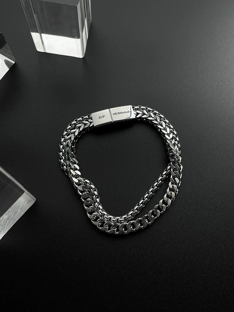 Men's Double-Layer Titanium Steel Bracelet