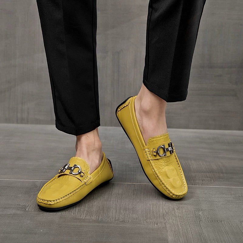 Men's Crocodile-Textured Slip-On Loafers