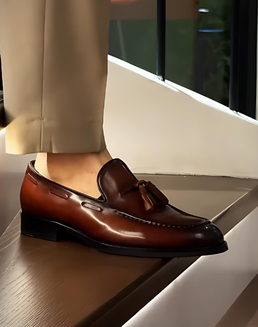 Brown Tassel Leather Shoes
