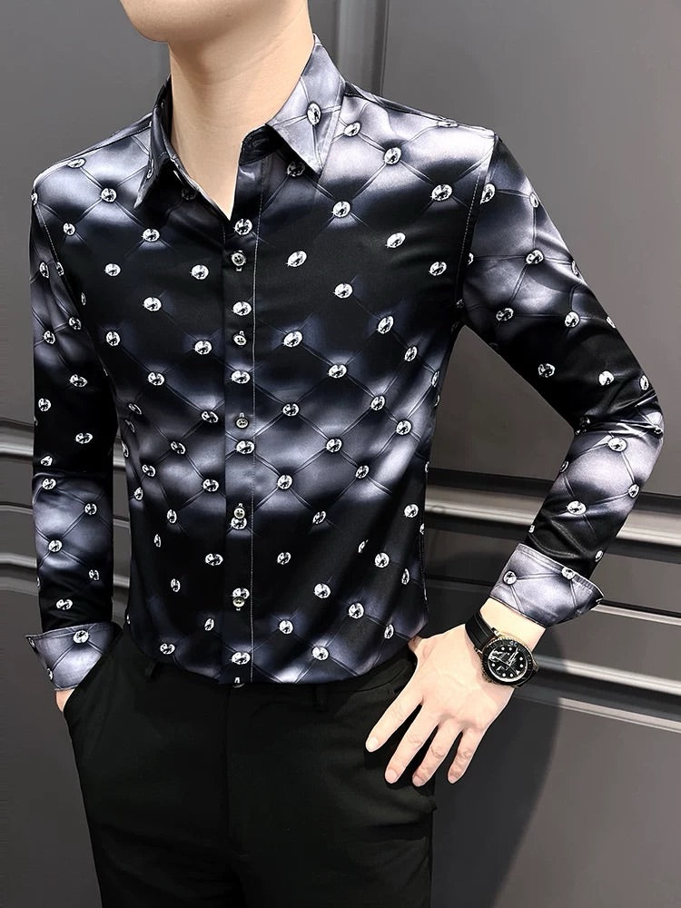 Men's Printed Long-Seeved Shirt
