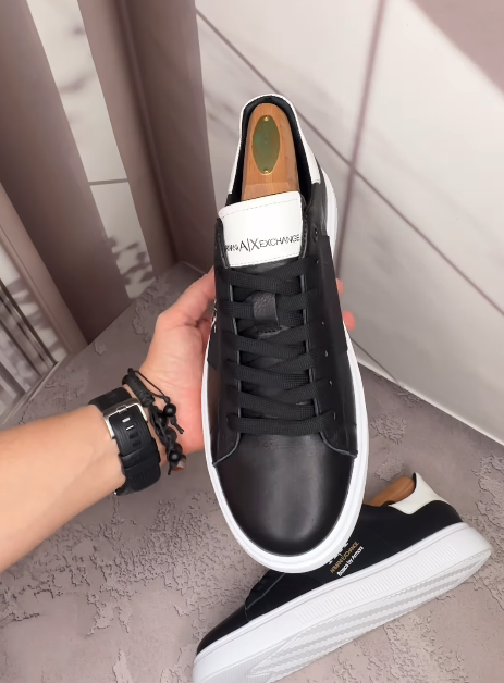 Black Leather Lace-Up Causal Men's Shoes