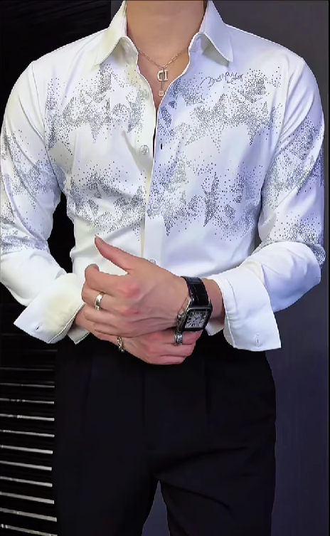 Men's Star Sparkling Rhinestone Shirt