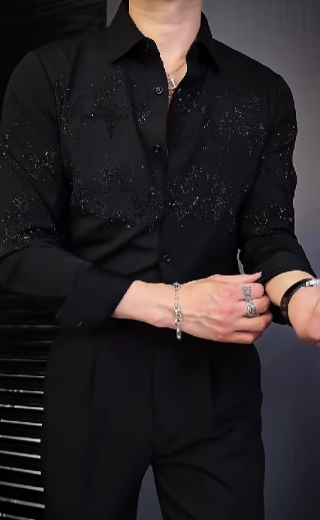 Men's Star Sparkling Rhinestone Shirt