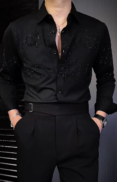 Men's Star Sparkling Rhinestone Shirt