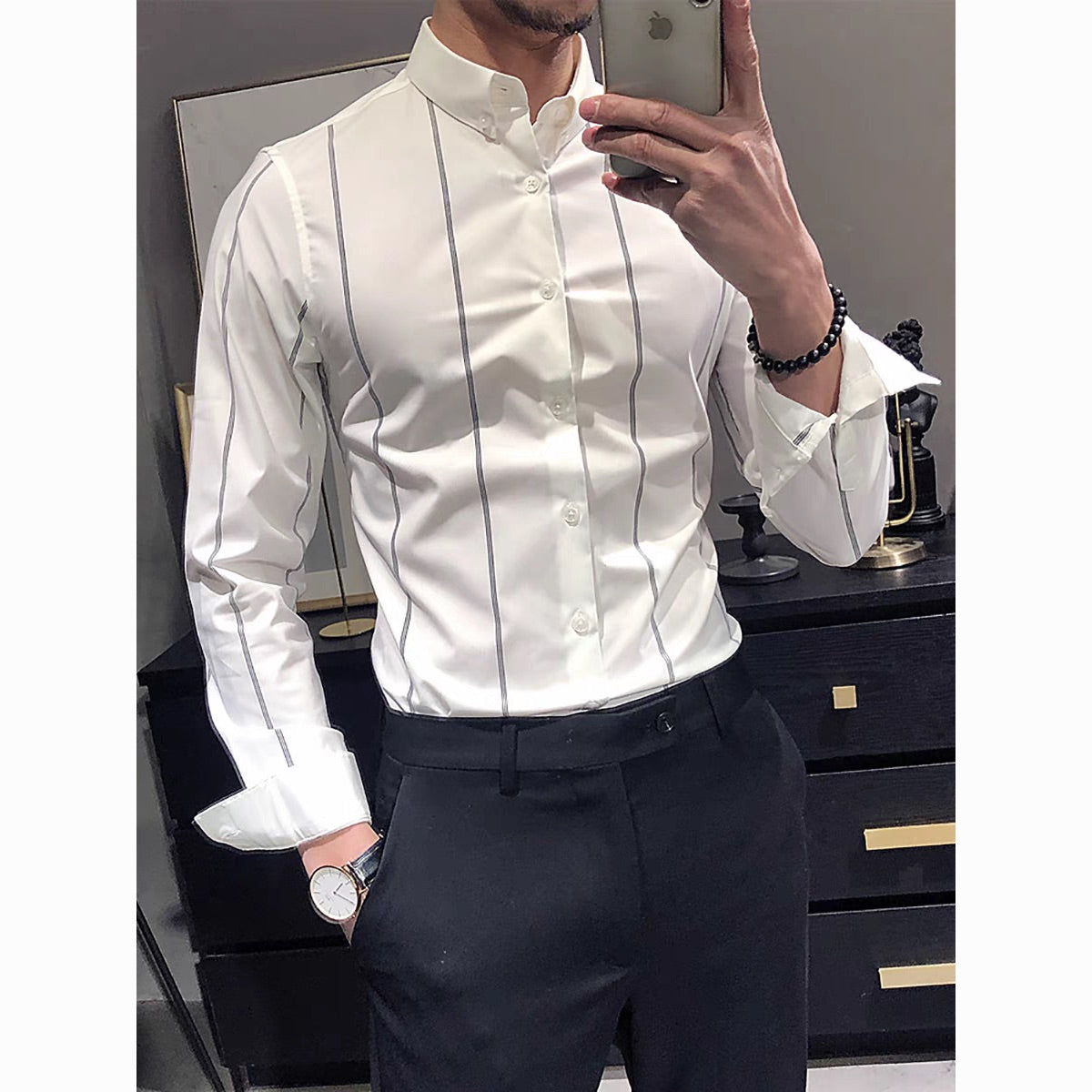 Classic Stripe Men's Long Sleeve Shirt