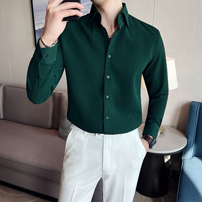 No-Iron Waffle Men's Shirt