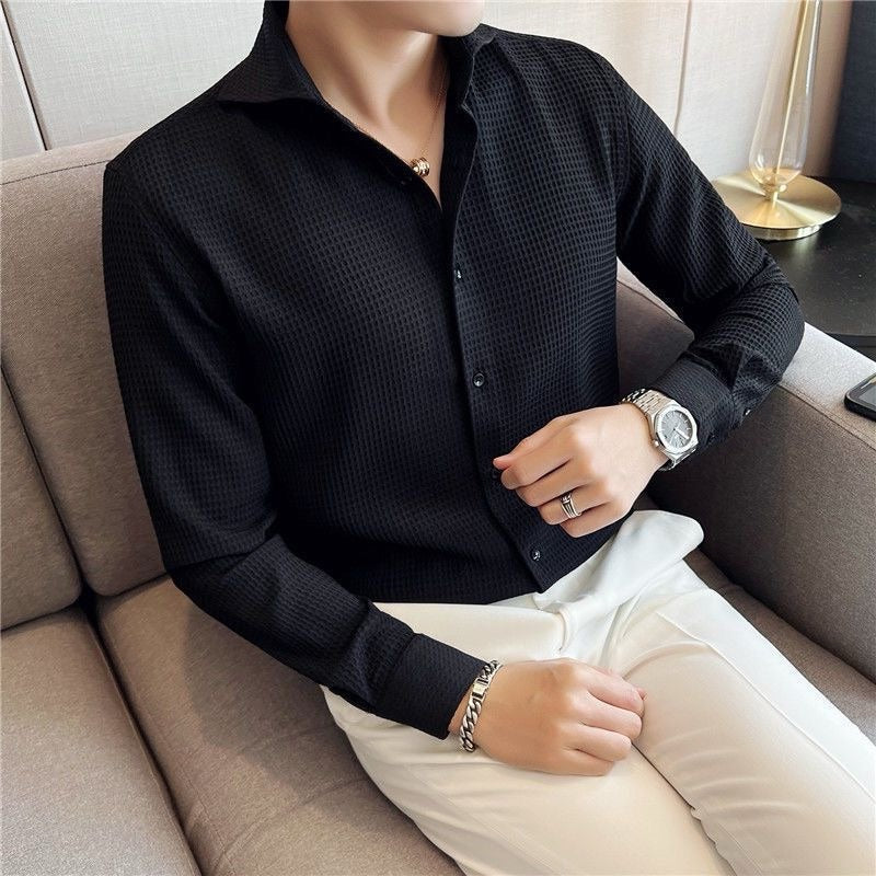 No-Iron Waffle Men's Shirt